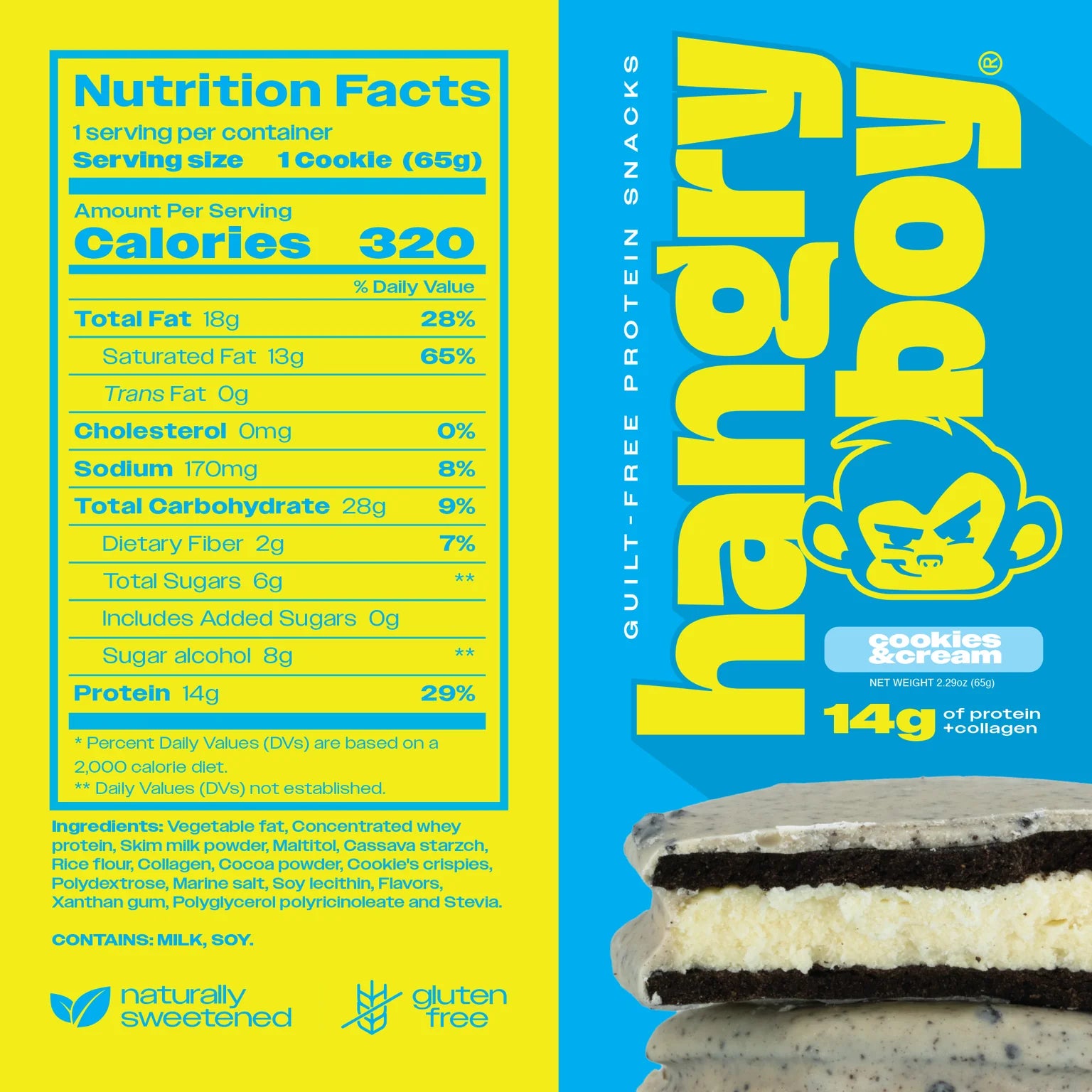 12 Pack Hangryboy Sandwich de Galleta de Proteina 65 gr c/u