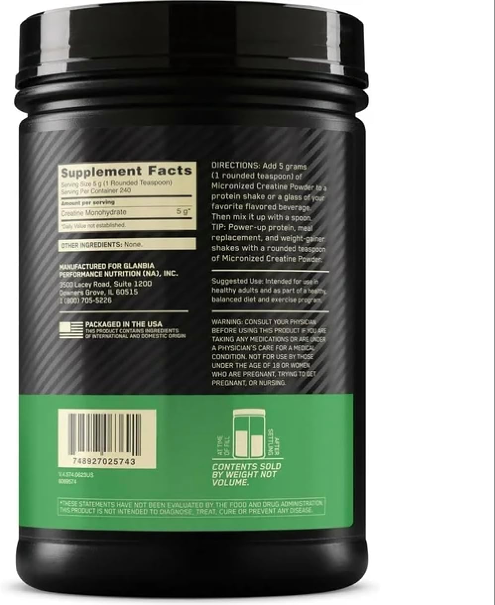 Optimum Nutrition Creatina Micronizada Sin Sabor 1.2 Kg
