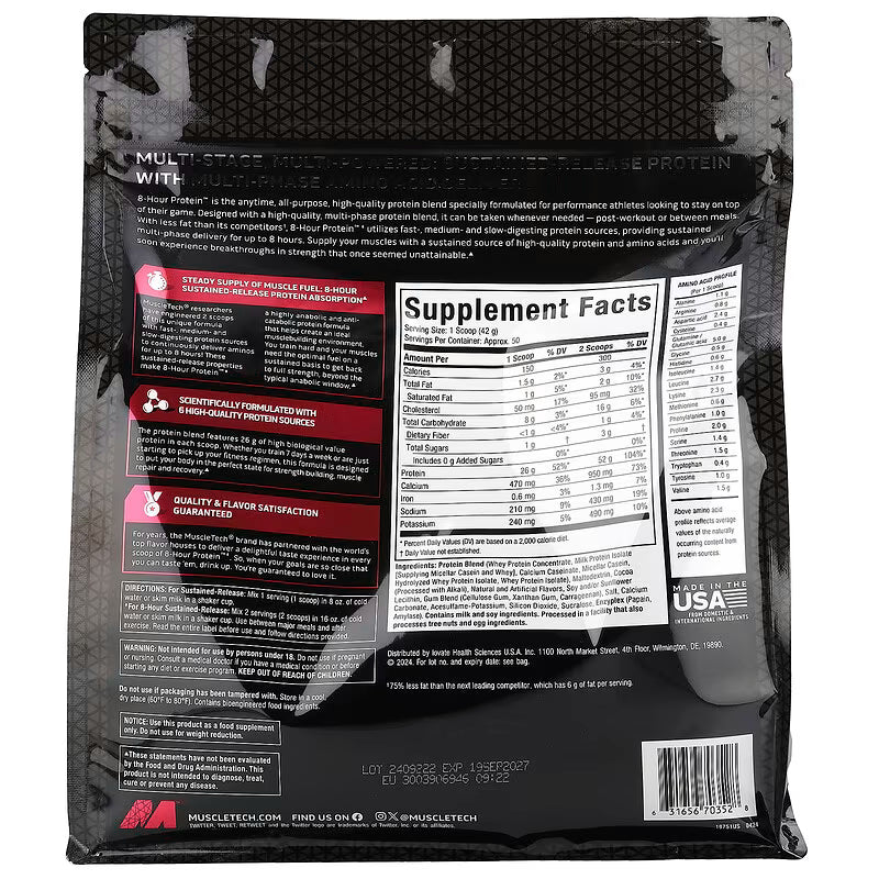 MuscleTech 8 Hour Protein 2.09 Kg (4.60 lb)