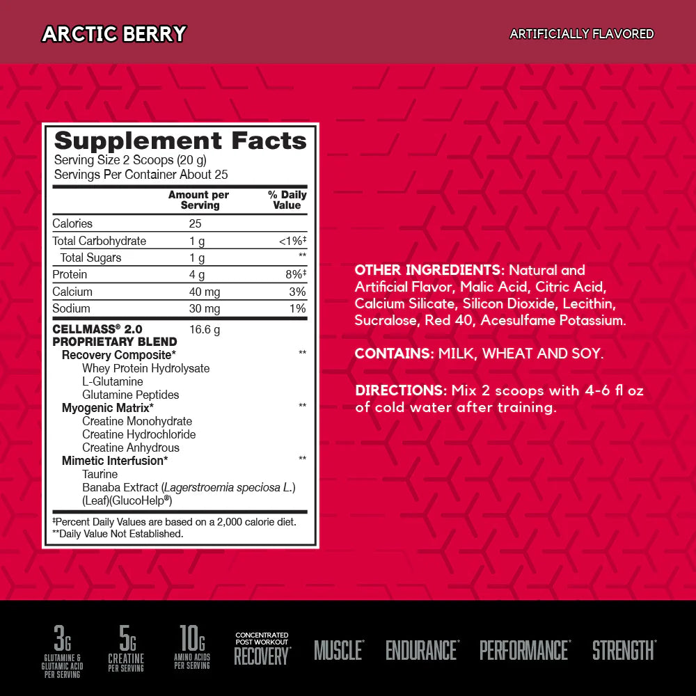 Bsn Cellmass 2.0 Creatina BCAA Recuperación 495 gr