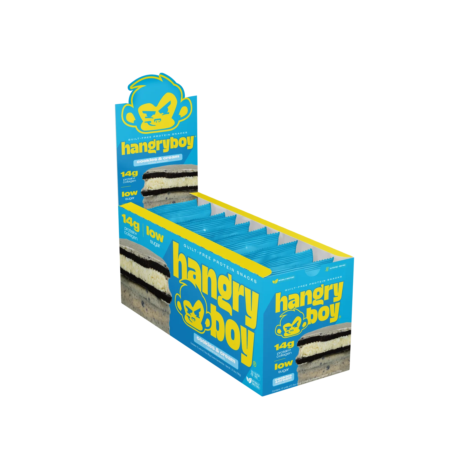 12 Pack Hangryboy Sandwich de Galleta de Proteina 65 gr c/u