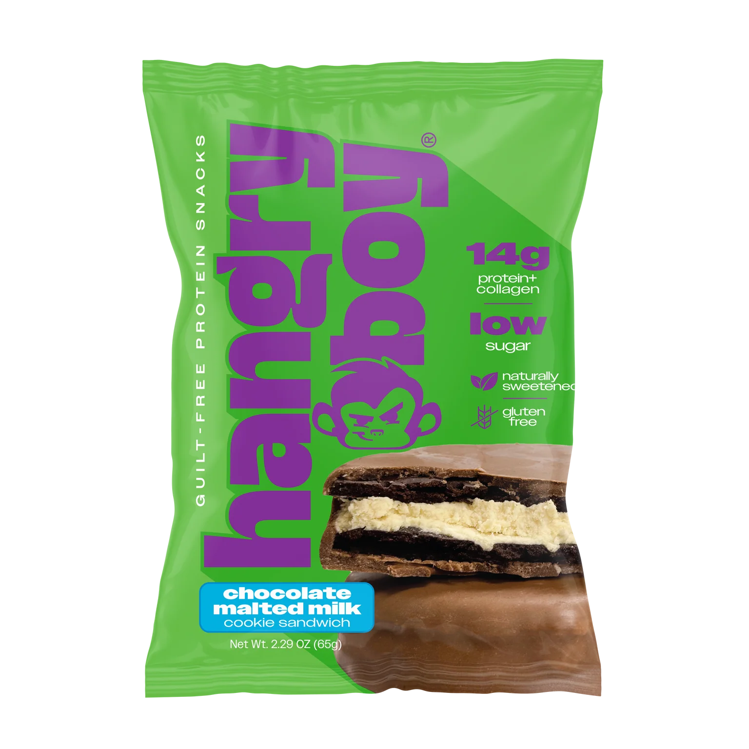 12 Pack Hangryboy Sandwich de Galleta de Proteina 65 gr c/u